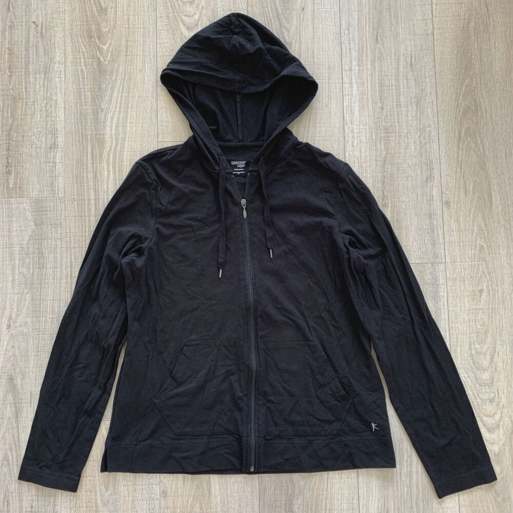 Danskin Now Full Zip Up Hoodie Hooded Jacket Lightweight Athletic Black Women XL